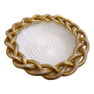 Large Bowl with Wide Braided Rim in Ceramic by Emile Tessier, 1950 For Sale