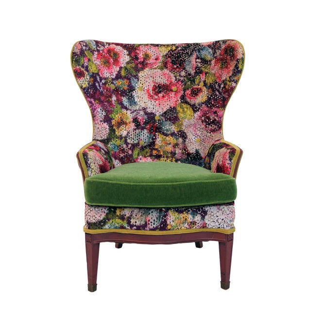 1920s Vintage Victorian Wingback Accent Chair For Sale
