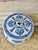 Beautiful antique garden stool. Blue and white porcelain garden seat. Features an asian landscape.