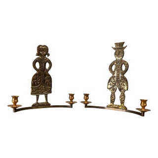 Scandinavian Brass Figural Wall Candleholders, 1970s, Set of 2 For Sale