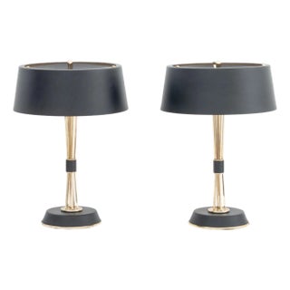 DelightFull Black and Gold-Tone Table Lamps, Pair For Sale