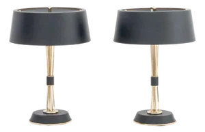 DelightFull Black and Gold-Tone Table Lamps, Pair