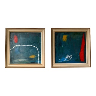 Contemporary Original Abstract Art by Carin Cryderman on Canvas, Framed - a Pair For Sale