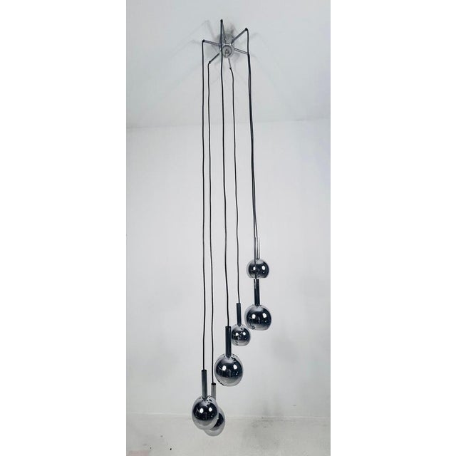 Large Space Age Chrome Cascade Pendant Lamp, Germany, 1970s For Sale - Image 6 of 13