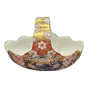 Vintage Hokutosha Imari & Cobalt Handpainted Basket, Porcelain