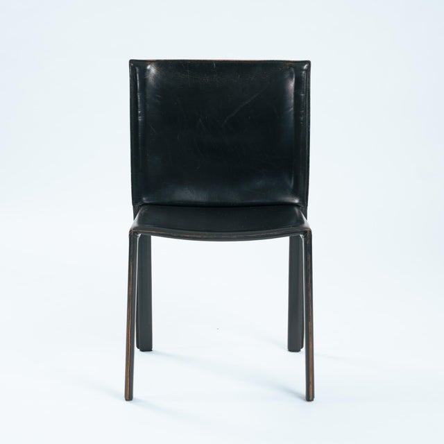 Vintage Black Leather Pasqualina Dining Chairs by Enrico Pellizzoni, Italy, 1981, Set of 6 For Sale - Image 4 of 18