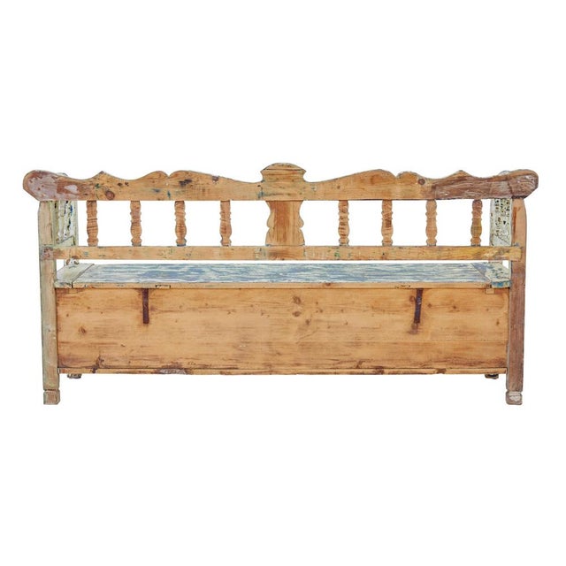 Large Swedish Painted Pine Bench, 1890s For Sale - Image 6 of 12