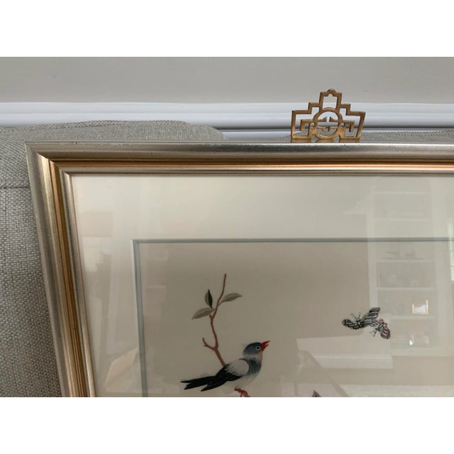 English 1970s Vintage Framed Asian Hand Embroidered Silk Art For Sale - Image 3 of 13