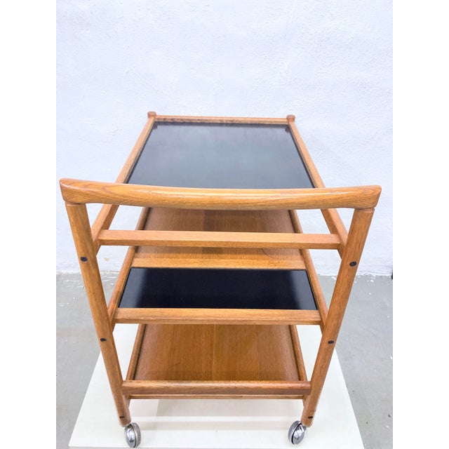 Black Danish Serving Trolley in Oak and Resopal from Dyrlund, 1960s-1970s For Sale - Image 8 of 18