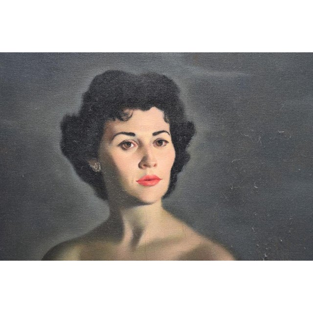 1950's Oil Portrait of Norma Carlin Kipnis by Julian Courtenay Hunt For Sale - Image 4 of 11