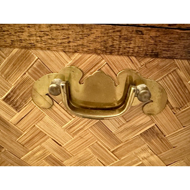 Vintage 1970s Asian Style Woven Rattan and Bamboo Storage Chest For Sale - Image 9 of 12