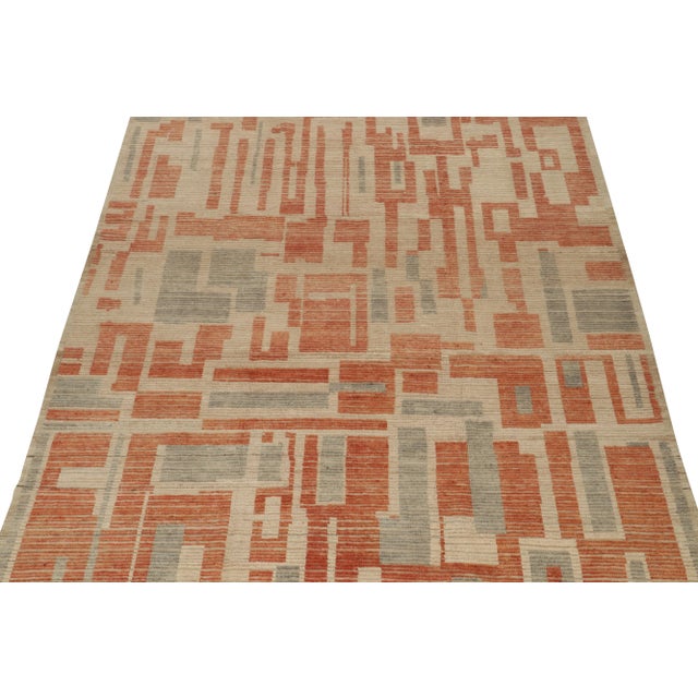 Moroccan Rug & Kilim’s Modern Rug with Beige-brown Geometric Patterns - 13x18 For Sale - Image 3 of 7