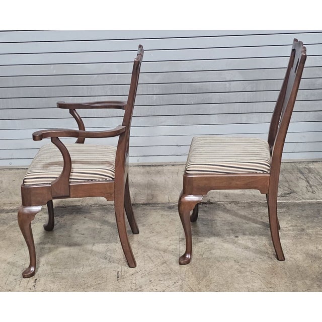Late 20th Century Set of 6 Statton Chippendale Solid Cherry Dining Chairs Old Towne Maryland Made For Sale - Image 9 of 11