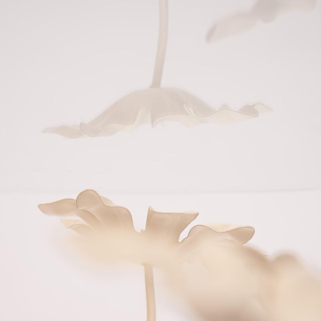 Cream Vintage Holywood Regency Metal Glass Flower Table from Hans Kogl, 1970s For Sale - Image 8 of 14