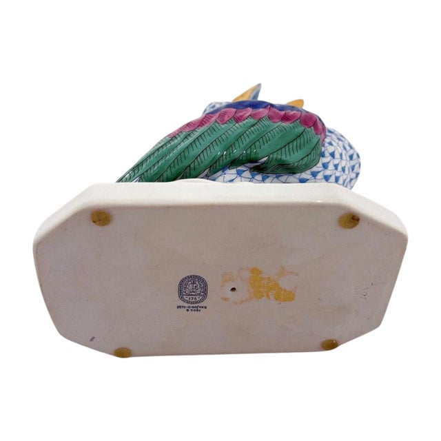 Late 20th Century Herend Blue Fishnet Large Pelican Figurine For Sale In Tampa - Image 6 of 7