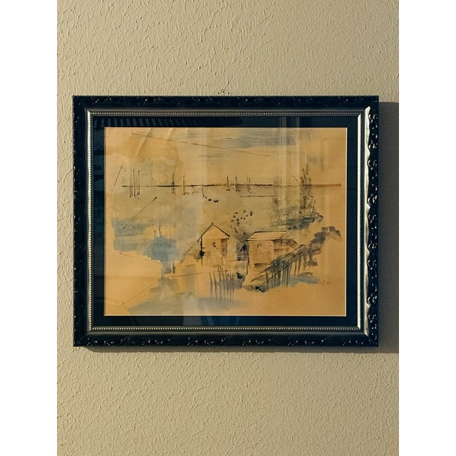 1980s Alfred Birdsey (1912-1996) Original Signed Watercolor Painting, 1980, Framed Bermuda Modernist Landscape For Sale - Image 5 of 11