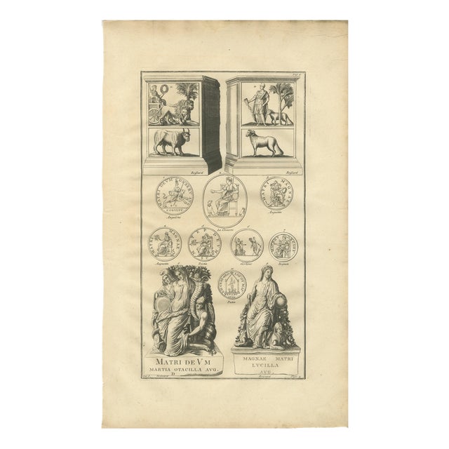 After Bernard de Montfaucon, Roman Chariot Relief and Imperial Allegories, 1721, Engraving For Sale