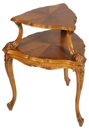 Baroque Venetian Two-Tiered Tripod Dessert Table in Hand-Carved Walnut, 1940s