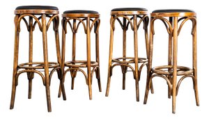 Vintage Oak and Bentwood Bar Stool, 1960s, Set of 4