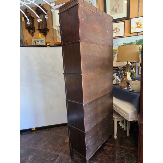 Wood Antique Hale Lawyers Bookcase Barrister Bookcase 5 Stack Tall Walnut For Sale - Image 7 of 9