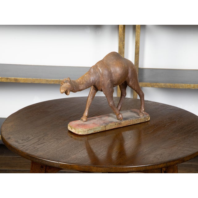 19th Century Italian Carved Wooden Dromedary Camel Sculpture on Oval Base For Sale - Image 4 of 10