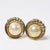 1990s 14k Yellow Gold Scroll Design Mabe Pearl Vintage Earrings For Sale - Image 5 of 10