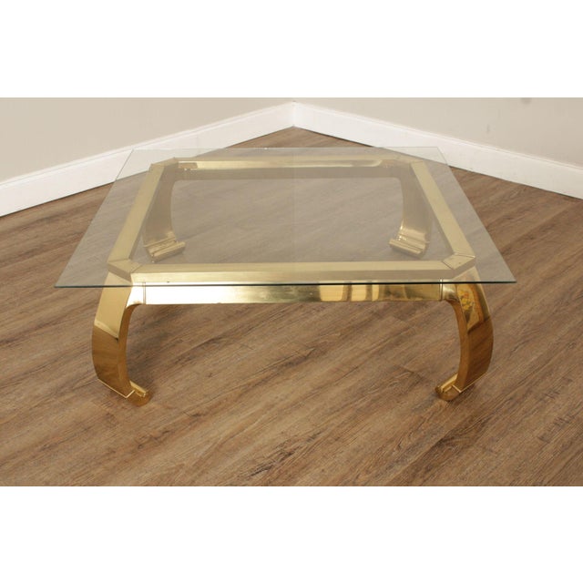 Mastercraft Attributed Hollywood Regency Asian Inspired Brass and Glass Coffee Table For Sale - Image 13 of 18