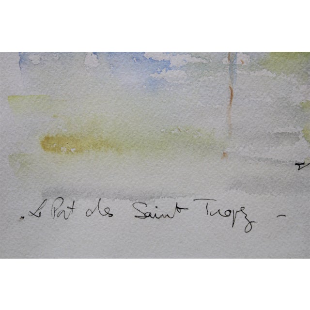 Mid 20th Century Michèle Panier "Port De Saint Tropez" Watercolor For Sale - Image 5 of 7