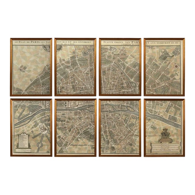 Vintage Paris Maps in Eight Parts For Sale
