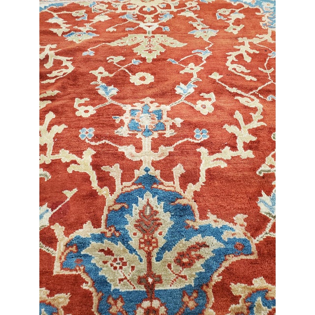 Antique Persian Sultanabad Carpet, Handmade Oriental Rug, Red, Light Blue & Gold For Sale - Image 4 of 18