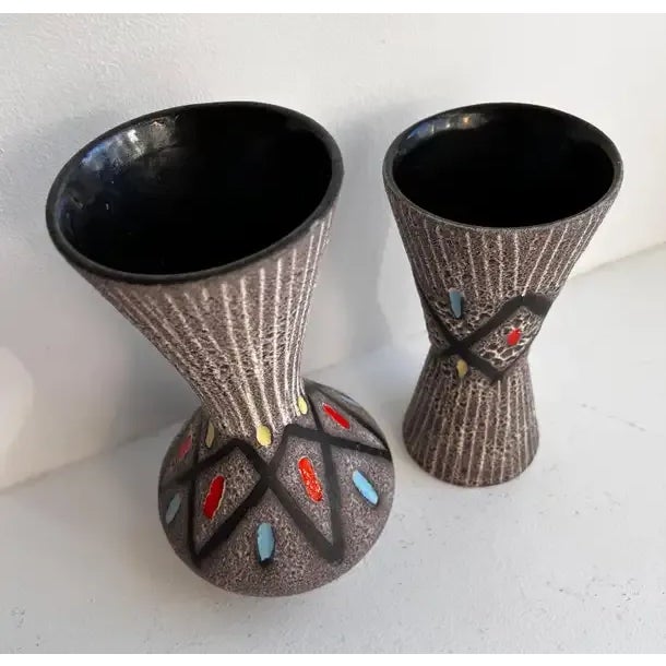 1960s Circa 1960s Vintage Vases Marked 'Foreign' by Scheurich - Set of 2 For Sale - Image 5 of 11