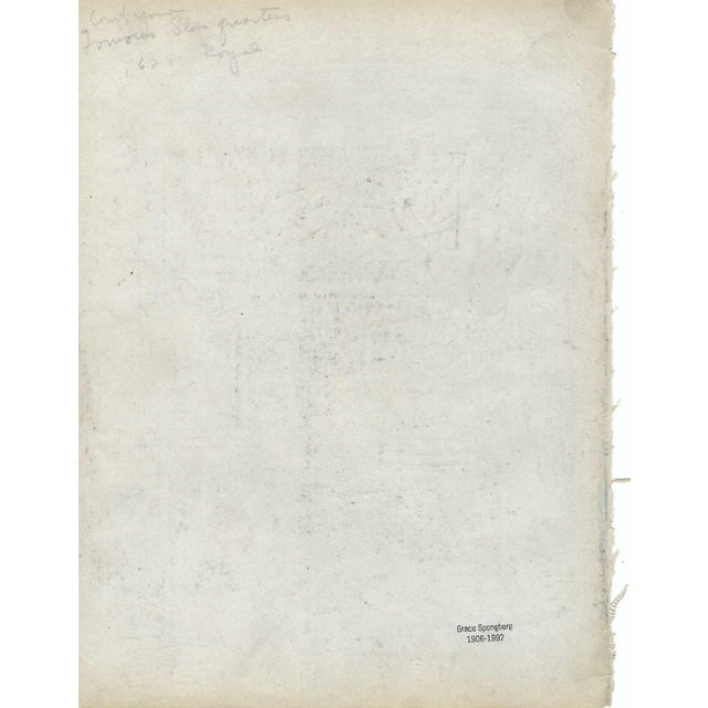 Mid-Century Modern 1940s Grace Spongberg French Quarter Courtyard Drawing For Sale - Image 3 of 3