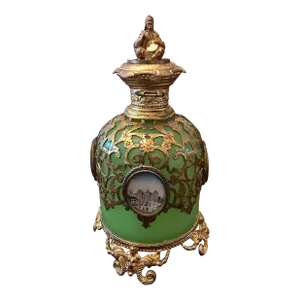 Antique Orientalist Jade Opaline Glass Perfume Bottle