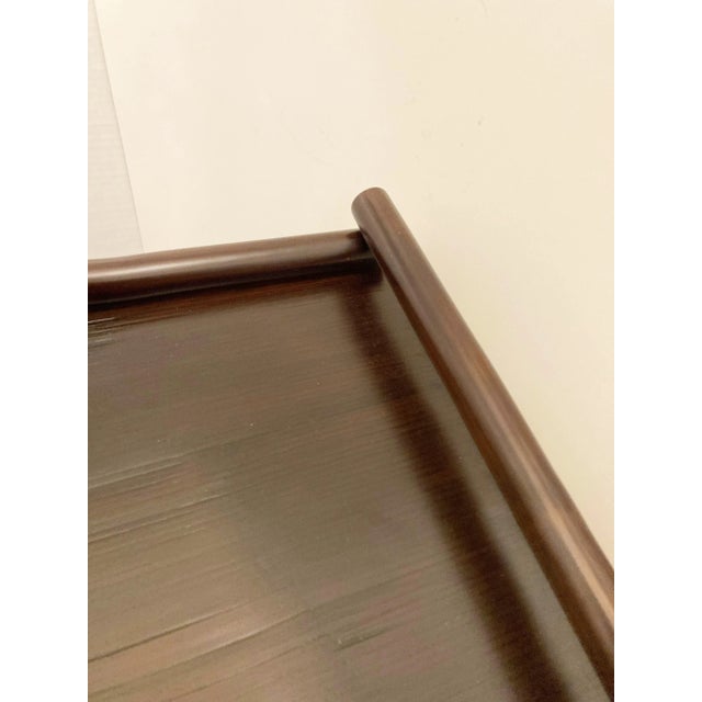 A simple, elegant, and practical tea tray and trestle stand set, with a beautiful mahogany lacquered bamboo tray and...