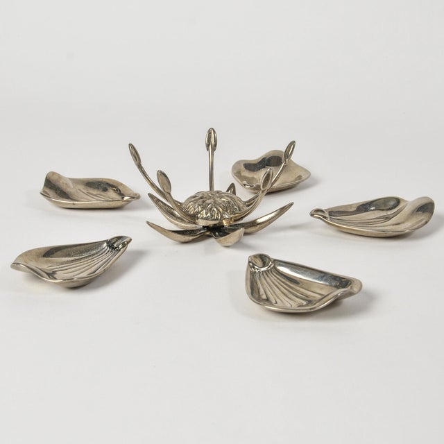 Silver 1960's Flower Ashtray With Removable Petals Silver Plate Floral Cocktail Ashtray For Sale - Image 8 of 12
