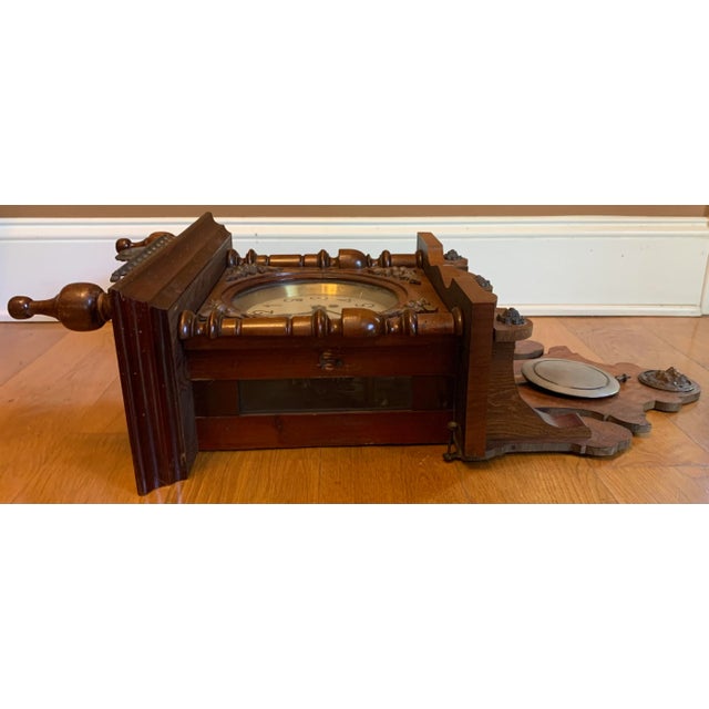 Antique Victorian Wall Clock For Sale - Image 4 of 8