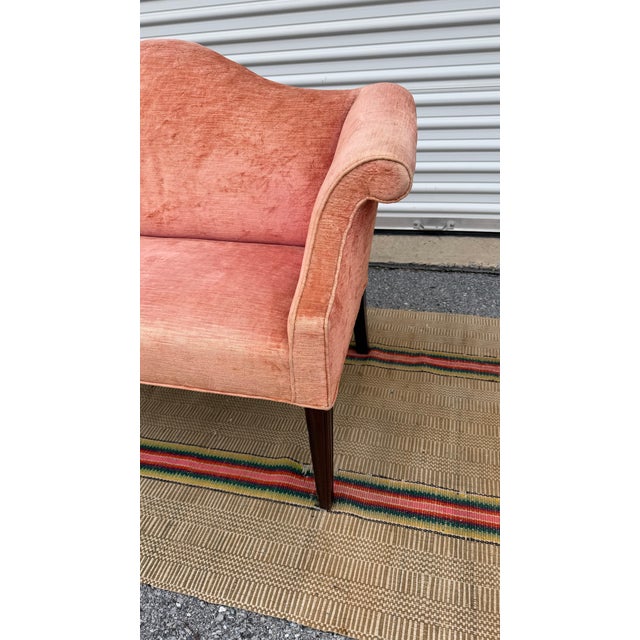 A Very Nice Antique Mahogany Camelback Window Settee, English, Circa 1920’s For Sale - Image 15 of 17