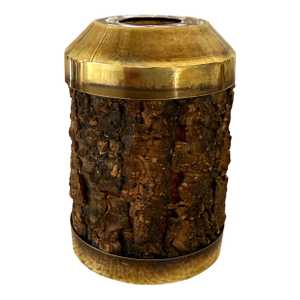 Rare Gabriella Crespi Bark and Brass Pencil Holder 1970's Signed