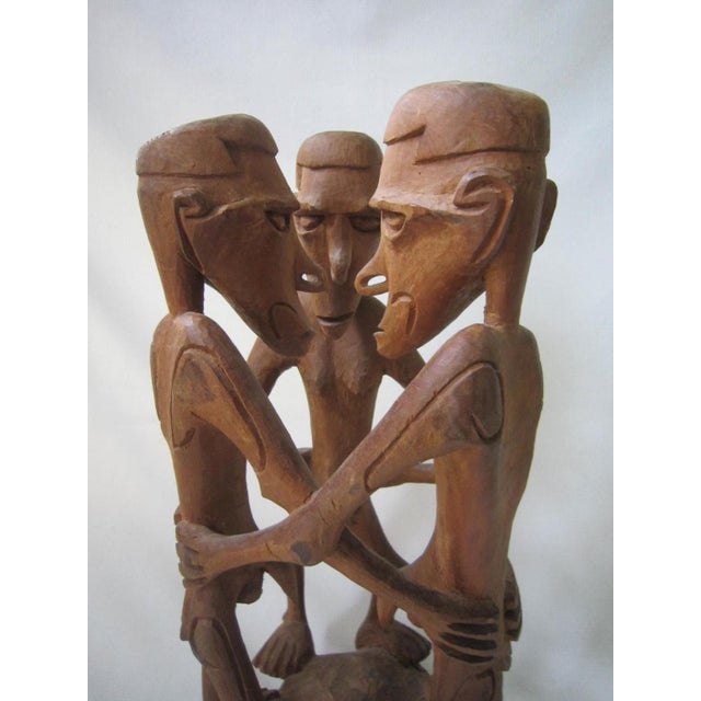 African Primitive African Wood Sculpture Carving Tribal Men For Sale - Image 3 of 6
