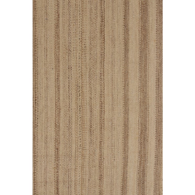 Textile 1950s Vintage Kilim Rug in Beige, Brown Panel Style, Striped Patterns For Sale - Image 7 of 8