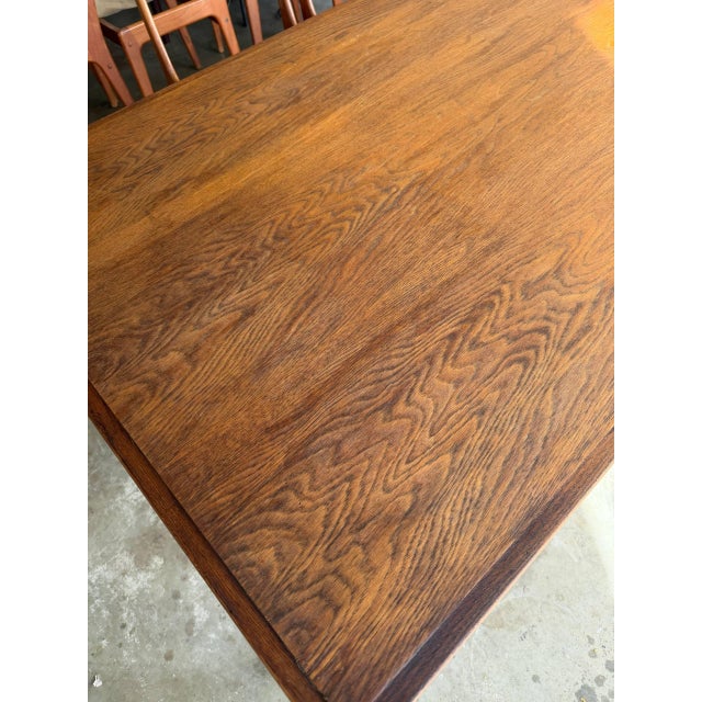 Brown Mid Century Danish Oak Extendable Dining Table With 2 Leaves 1960s For Sale - Image 8 of 9