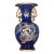 Deep Blue Gilded Dragon Porcelain Vase, Twin Gold Ring Handles Decorative Vase For Sale
