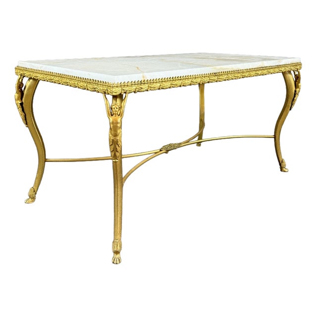 20th Century Gilt Bronze and Marble Coffee Table For Sale