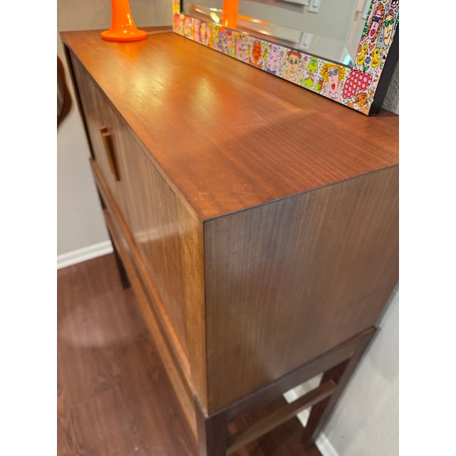 Wood A Tall Mid Century Modern Danish Cocktail Cabinet With Tambour Doors, Circa 1960s For Sale - Image 7 of 12