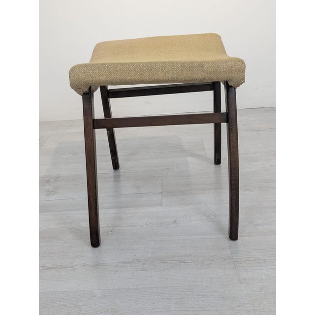 Wood Vintage Pouf in Fabric and Wood, 1960s For Sale - Image 7 of 12