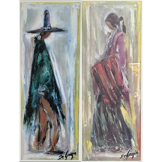 Vintage Framed Ted DeGrazia Mid-Century Southwestern Lithograph Prints Navajo Bride And Groom Pair This exceptionally...