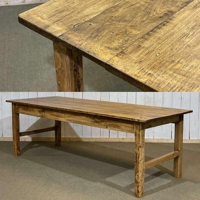 Early 20th century poplar farm table - L=2.50m, W=95cm, H=80cm, Height under apron 64cm.