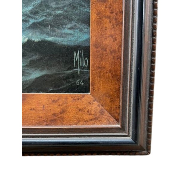 Burlwood Framed "Clipper Ship on Rough Seas" Textured Print, Signed For Sale In Los Angeles - Image 6 of 10