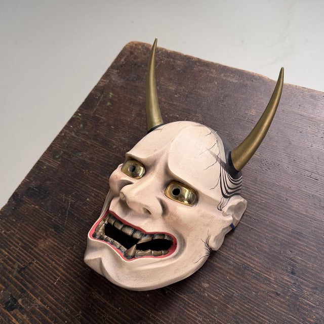 Wood and Polychrome Decorative Hannya Mask, Japan, 1990s For Sale - Image 9 of 12