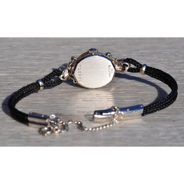 Mid 20th Century Mid 20th Century Ladies 14K White Gold Bulova Watch set with Diamonds For Sale - Image 5 of 6